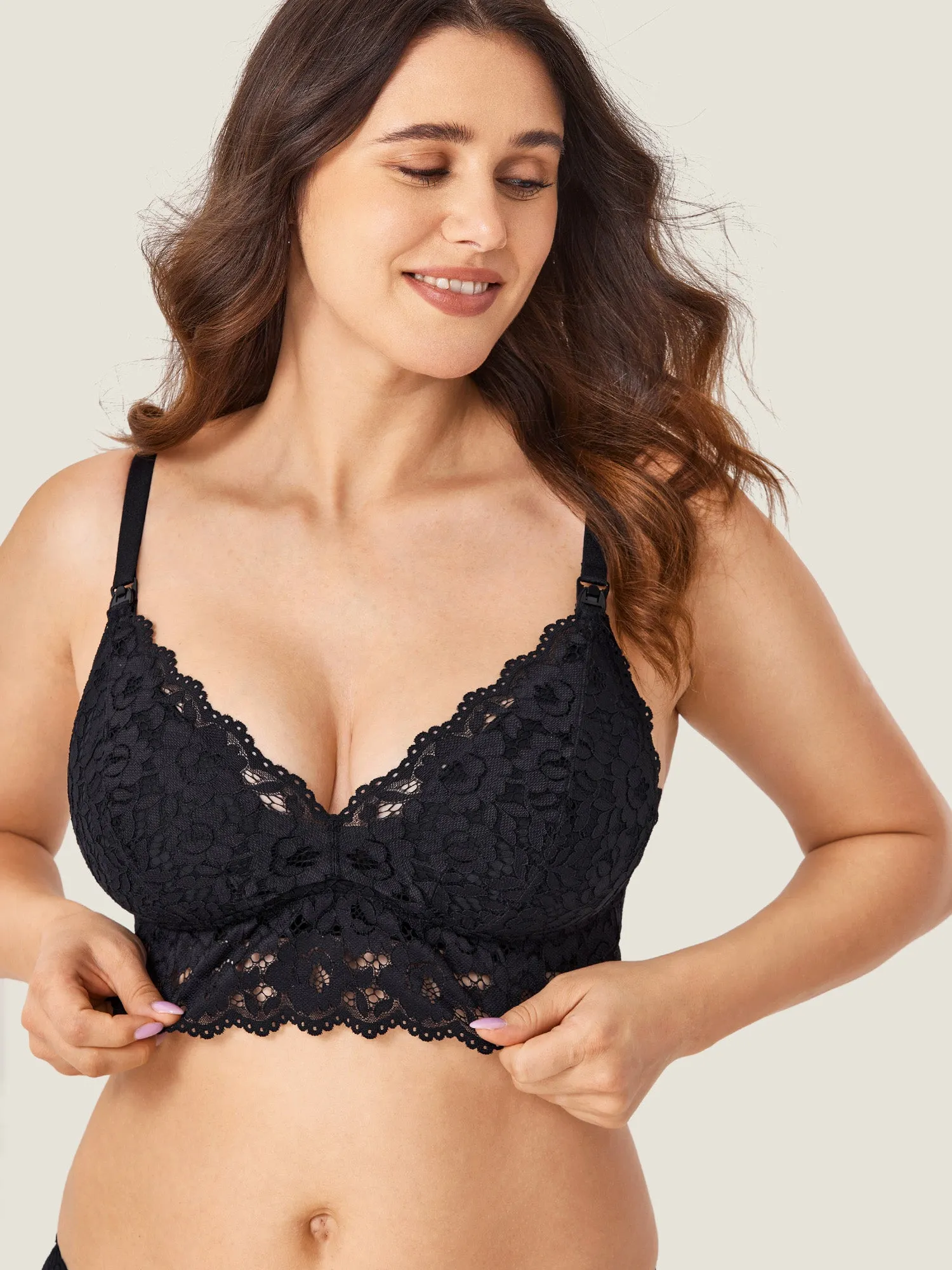 More Coverage Lace Nursing Bralette sold by Essenther product image thumbnail 4