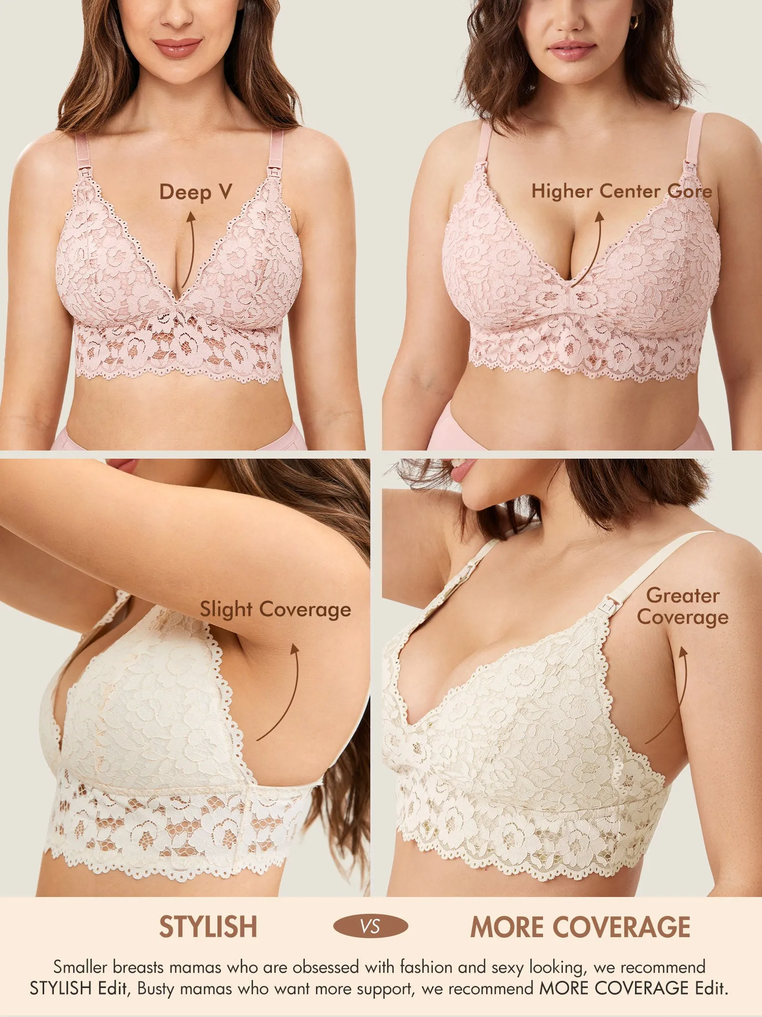 More Coverage Lace Nursing Bralette sold by Essenther product image thumbnail 5