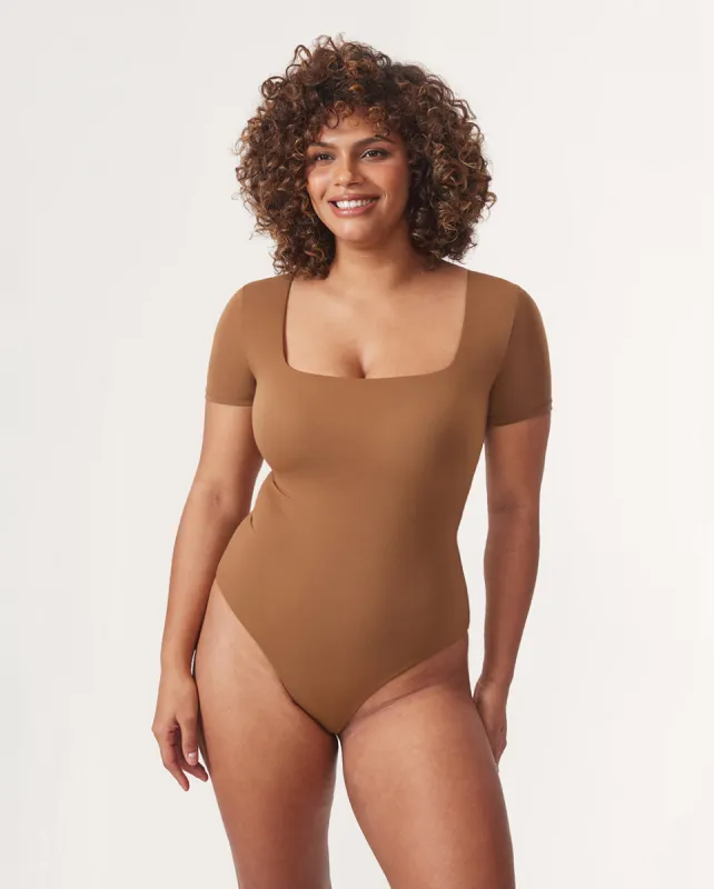 Short Sleeve Square Neck Bodysuit sold by Essenther