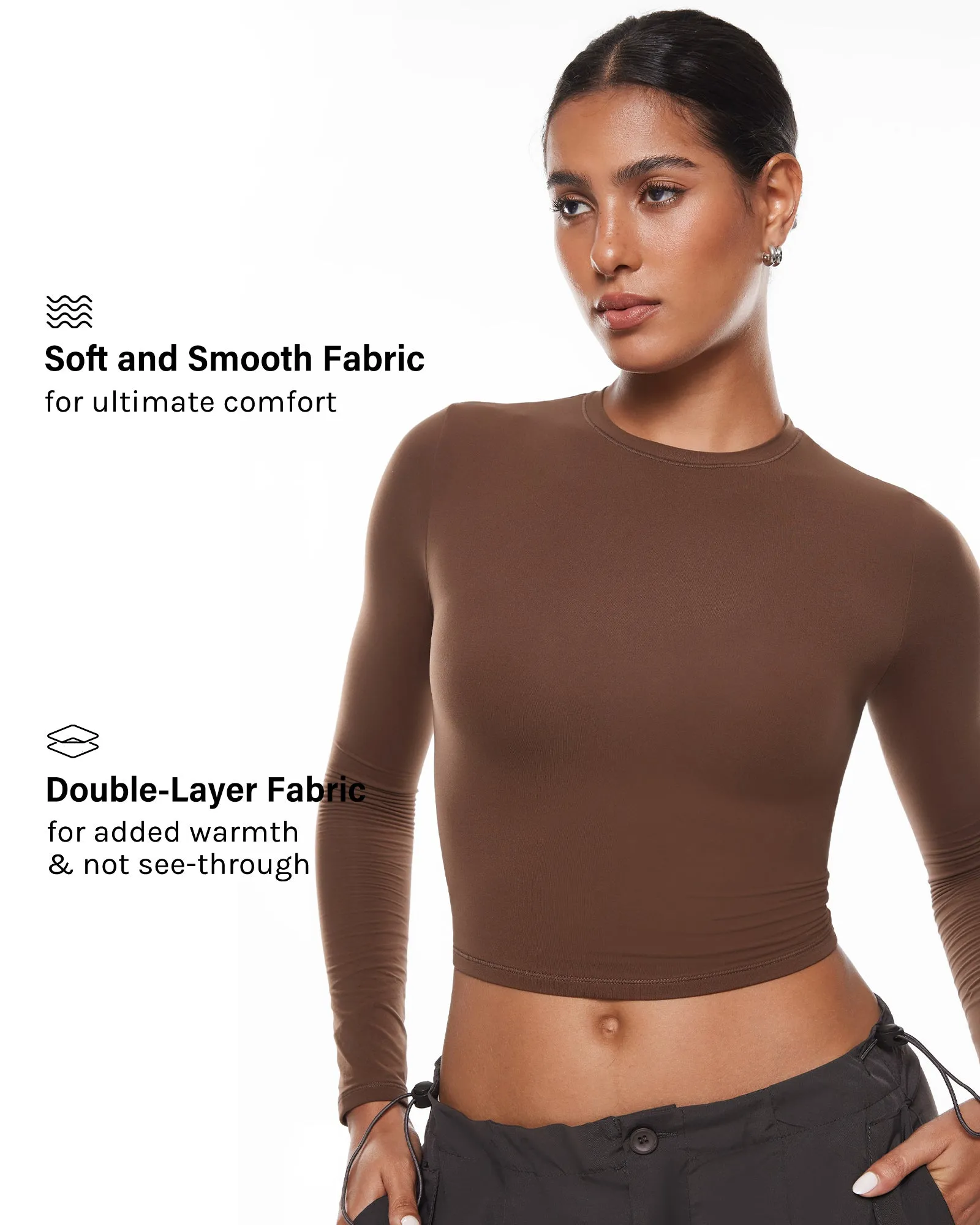 Double Lined Long Sleeve Crop Top sold by Essenther product image thumbnail 2
