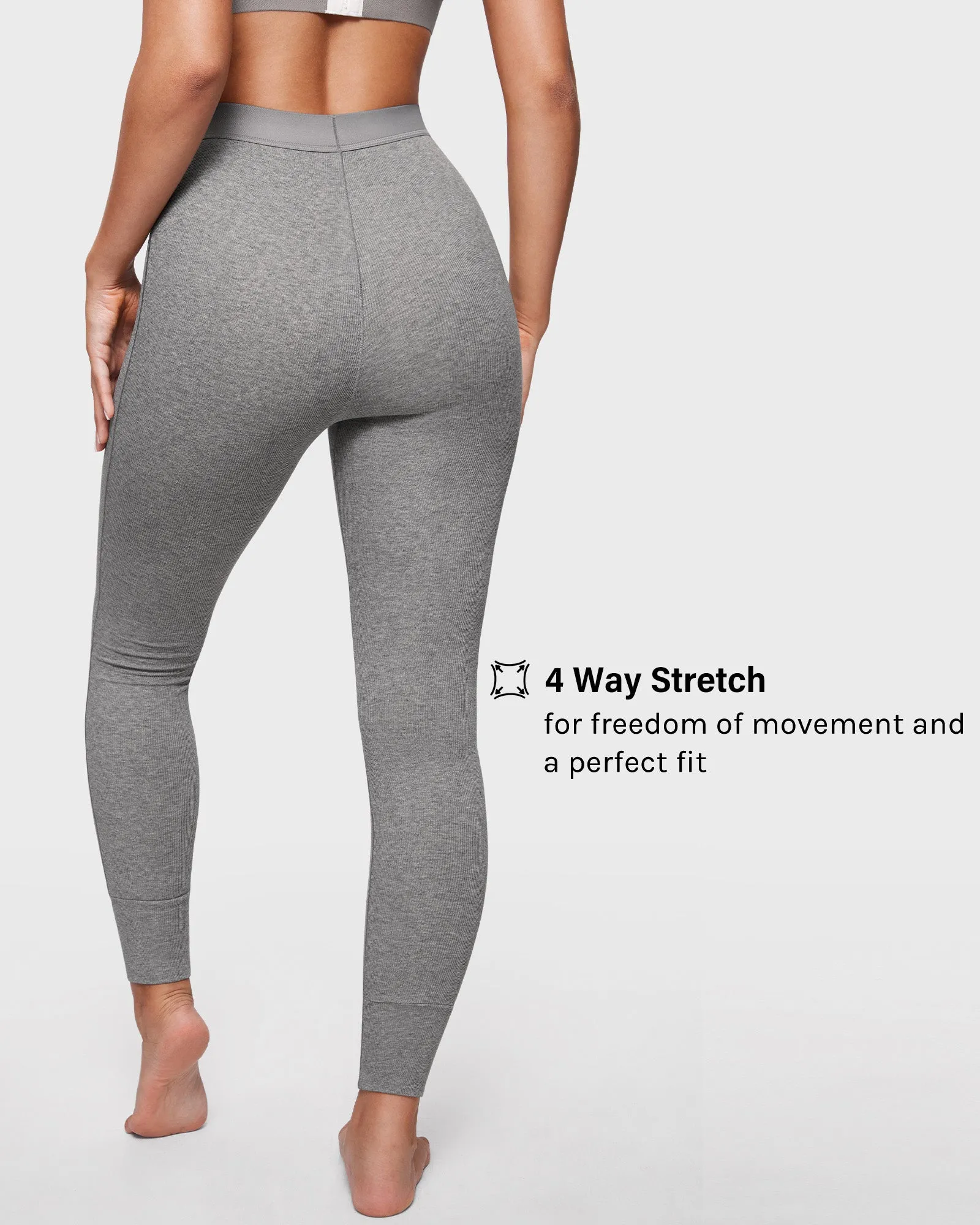 Cotton Ribbed High Waisted Leggings sold by Essenther product image thumbnail 3