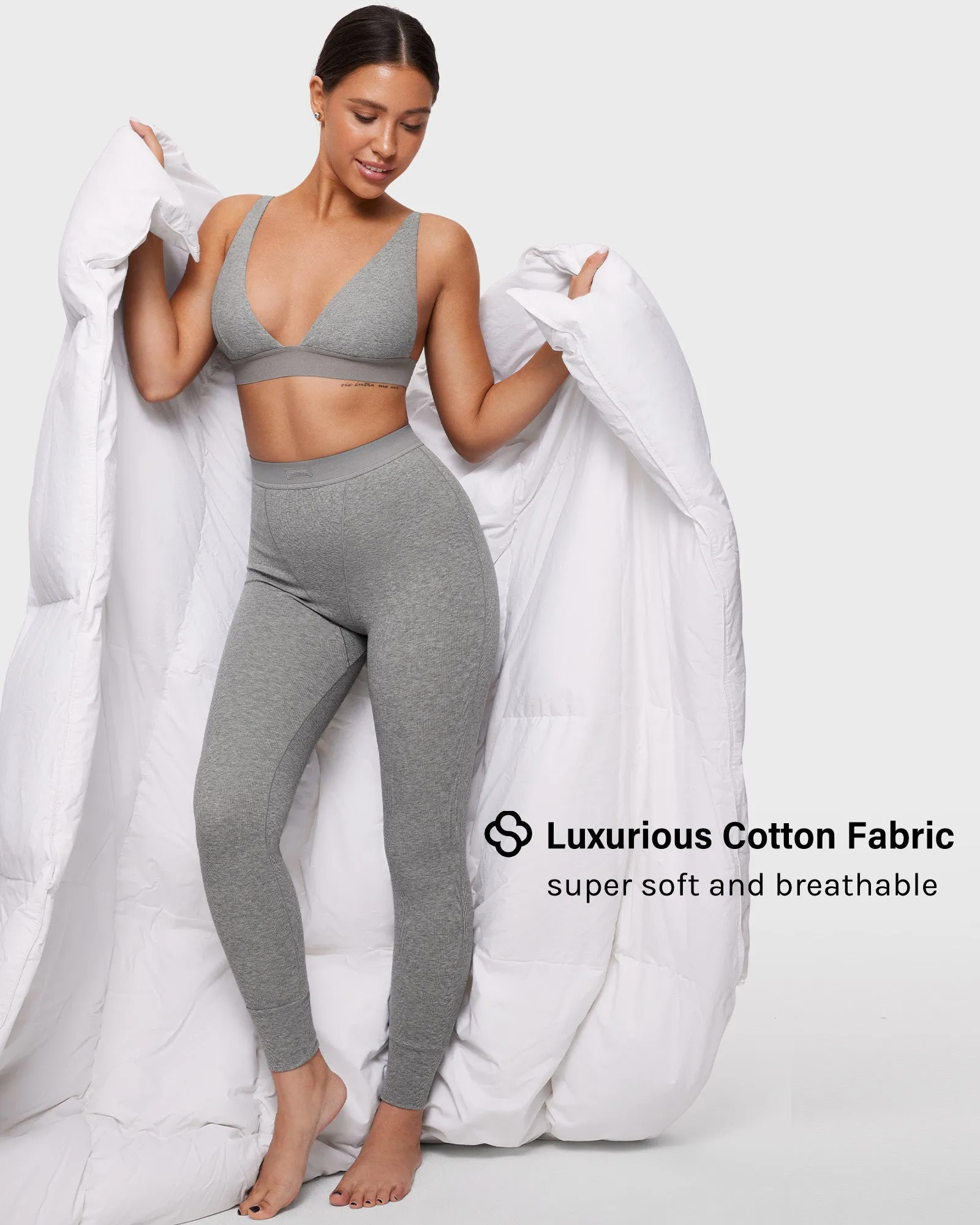 Cotton Ribbed High Waisted Leggings sold by Essenther product image thumbnail 2