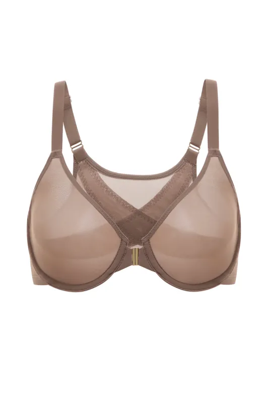 Sheer Mesh Front Closure Posture Bra sold by Essenther