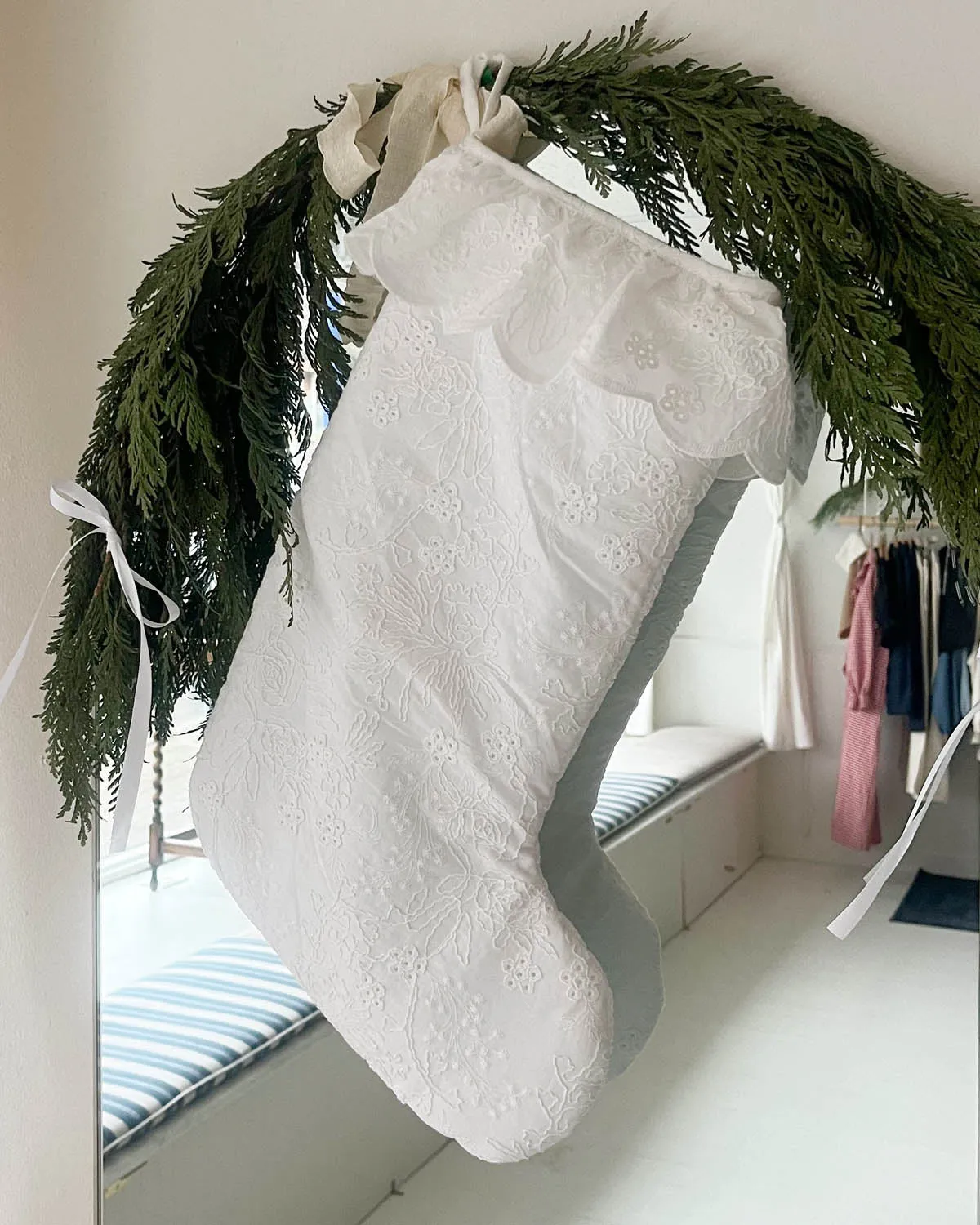 Stocking | Prairie Embroidered White sold by Harly Jae