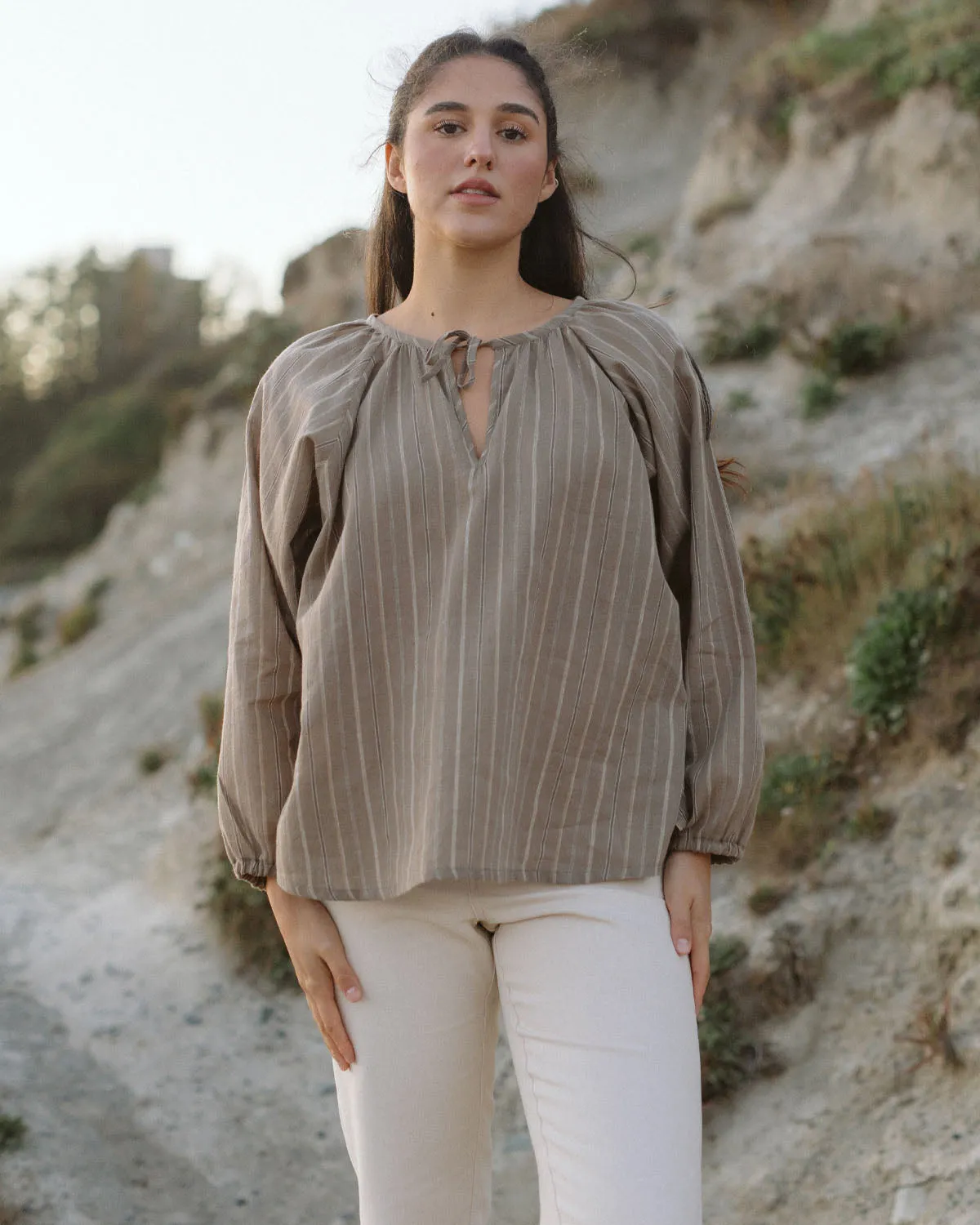 Blossom Blouse | Taupe Stripe sold by Harly Jae product image thumbnail 4