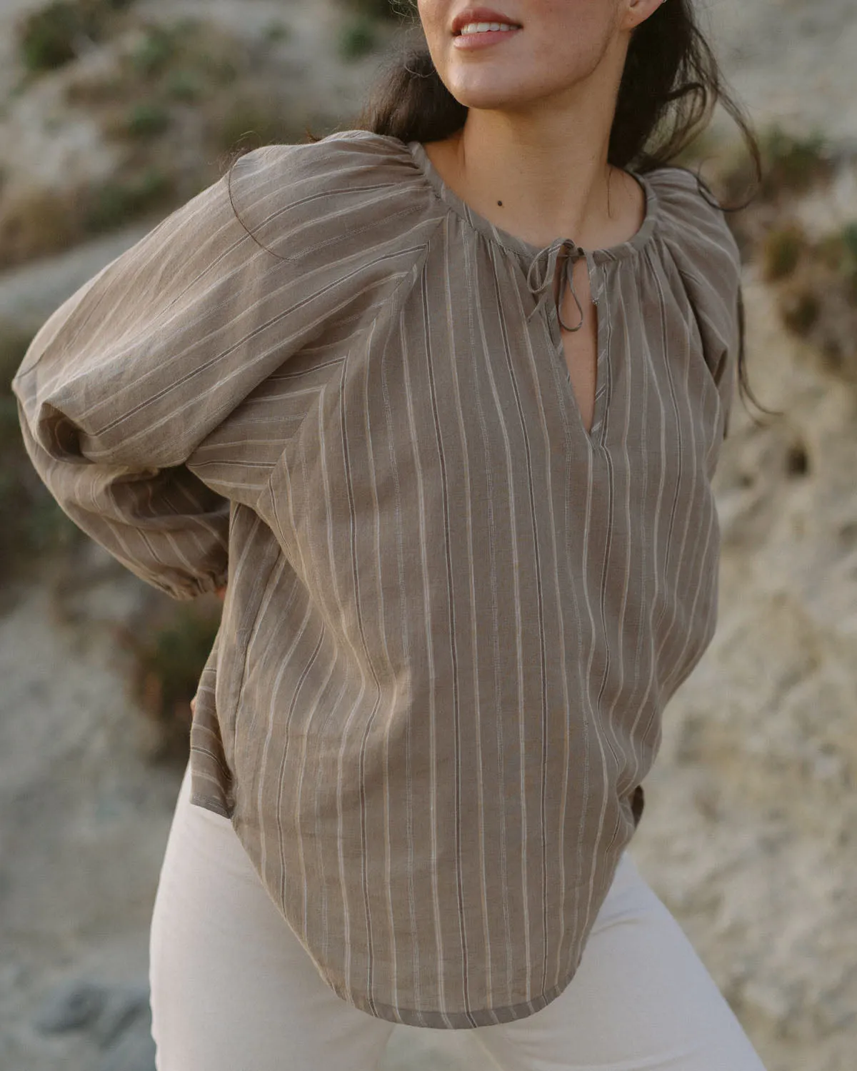 Blossom Blouse | Taupe Stripe sold by Harly Jae product image thumbnail 2