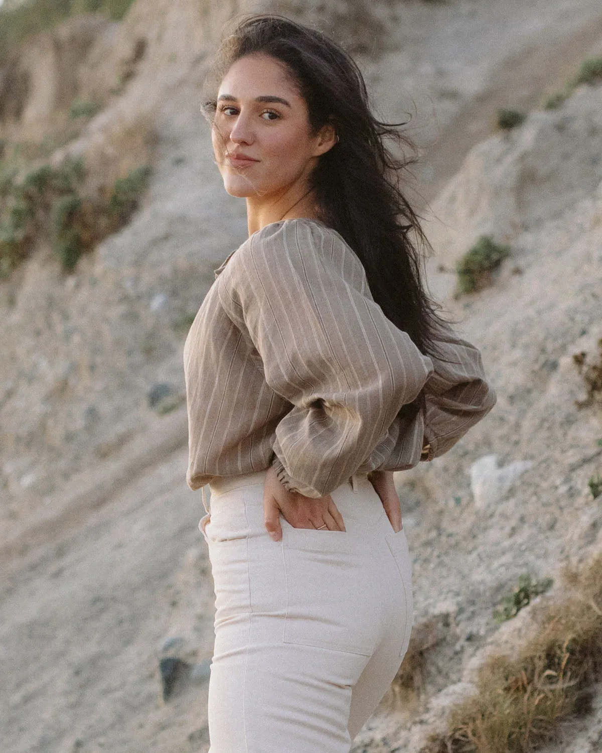 Blossom Blouse | Taupe Stripe sold by Harly Jae product image thumbnail 5