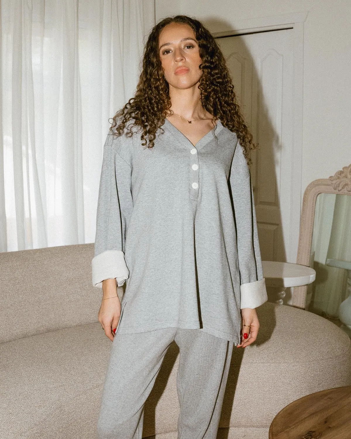 Photo Sample | Porto Henley - Long | Grey | S/M sold by Harly Jae product image thumbnail 3