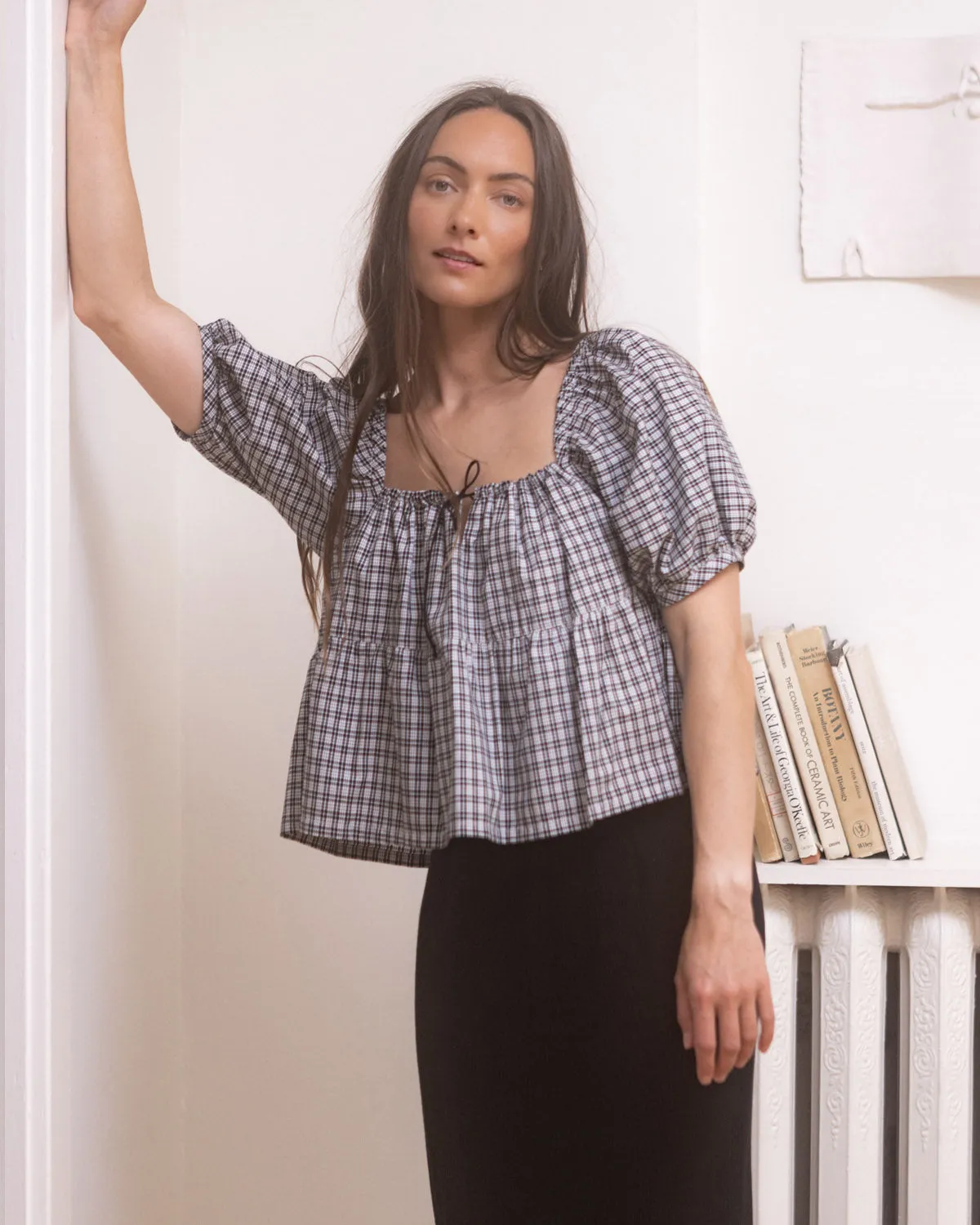 Last Chance | Prairie Blouse | B&W Plaid | S/M sold by Harly Jae product image thumbnail 4