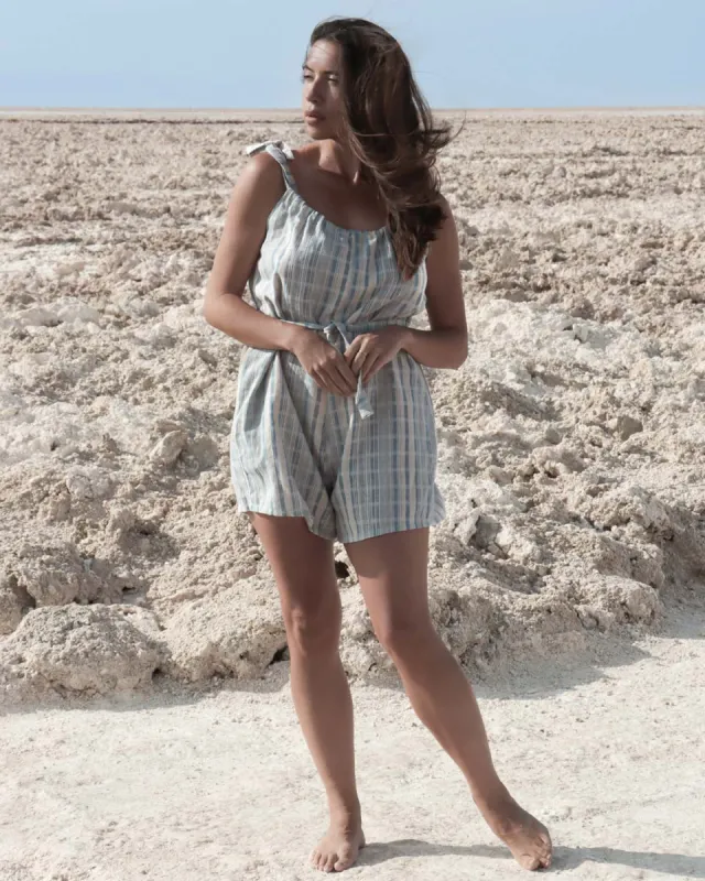 Last Chance | Breeze Romper | Natural/Blue Stripes | S/M made by Harly Jae