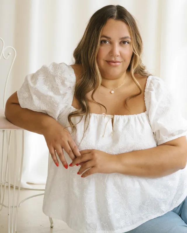 Imperfect | Prairie Blouse | Embroidered White | XXL/1X made by Harly Jae