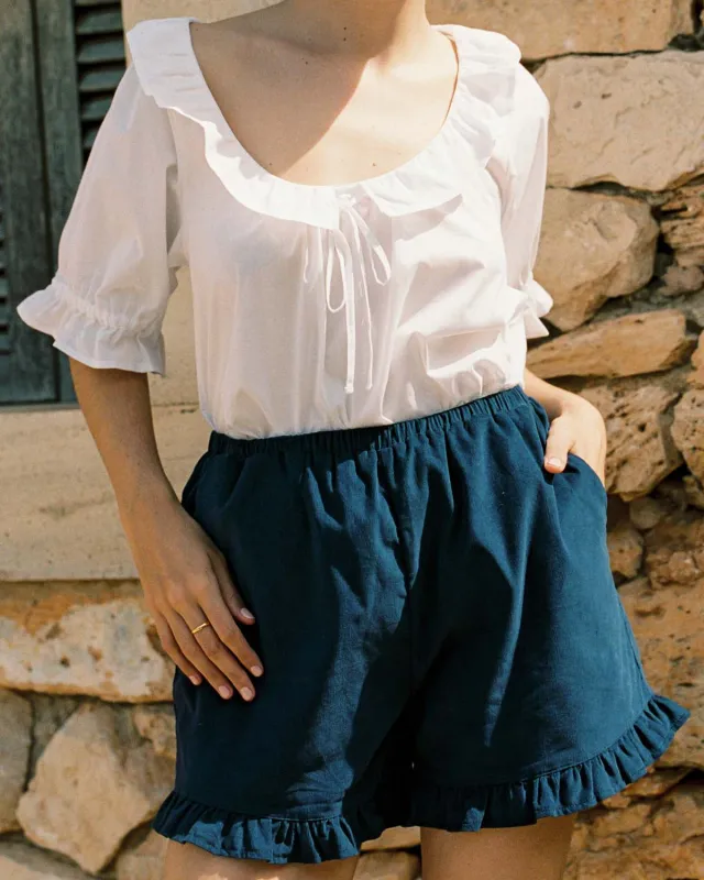 Clémentine Shorts | Navy Micro Corduroy sold by Harly Jae