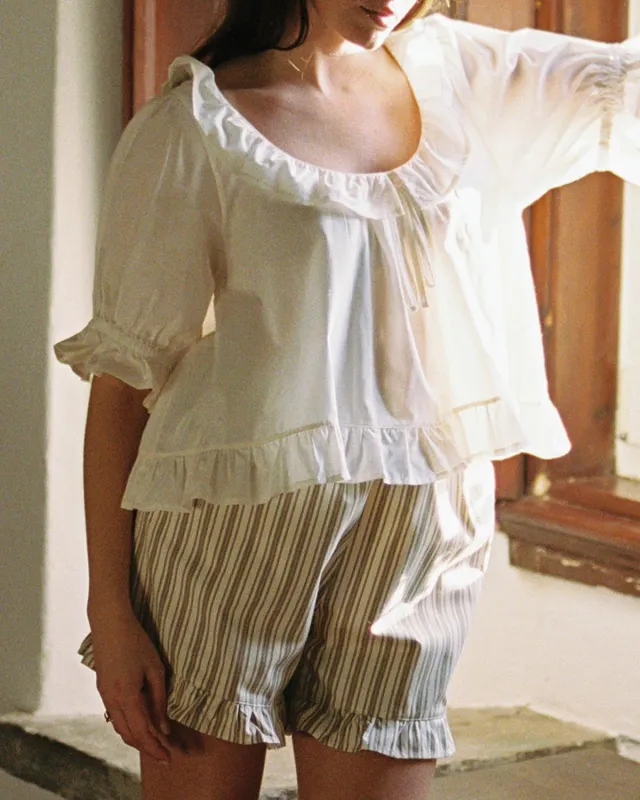 Clémentine Shorts | Brown & Beige Stripes sold by Harly Jae