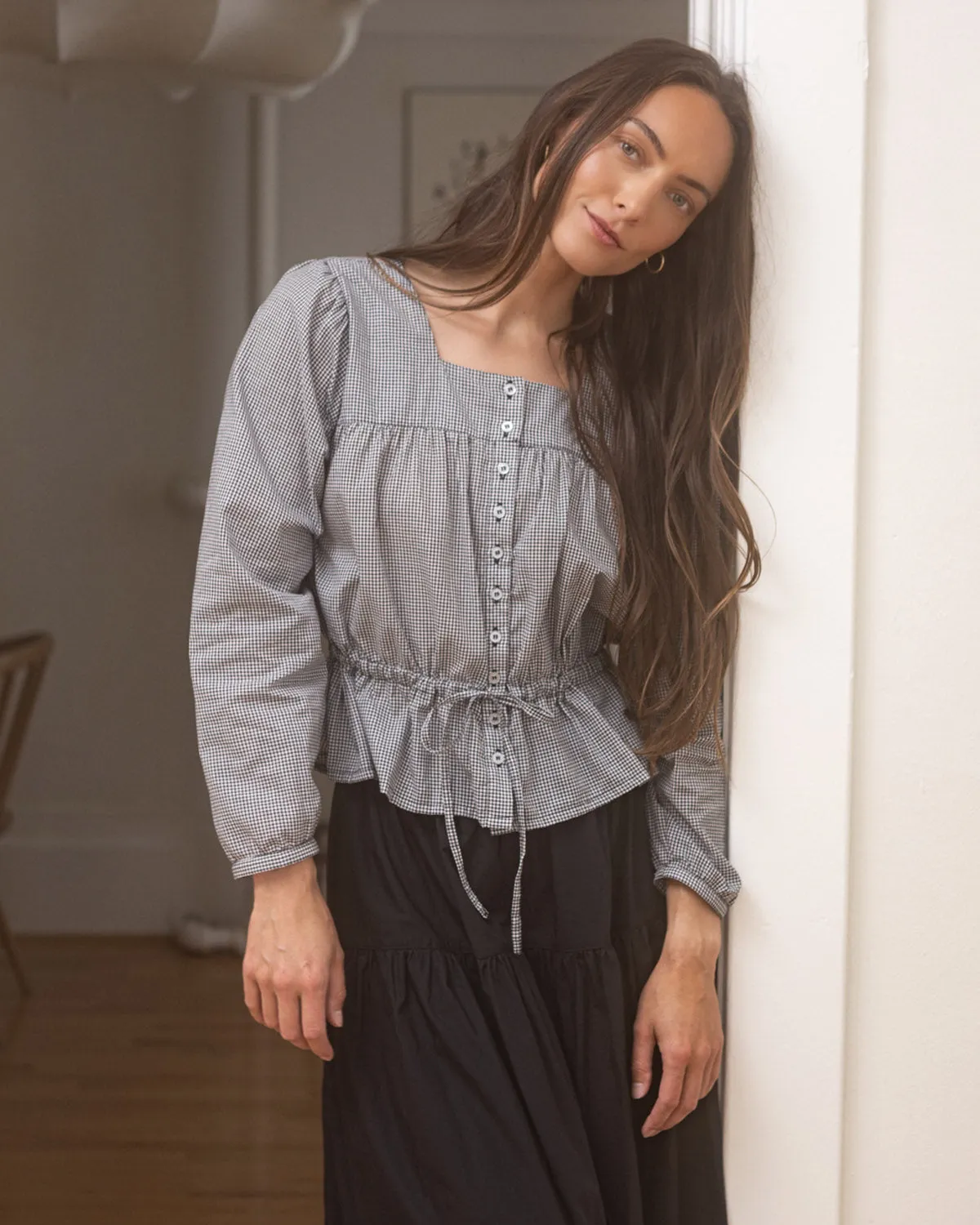 Last Chance | Belmond Blouse | B&W Gingham | L sold by Harly Jae product image thumbnail 2