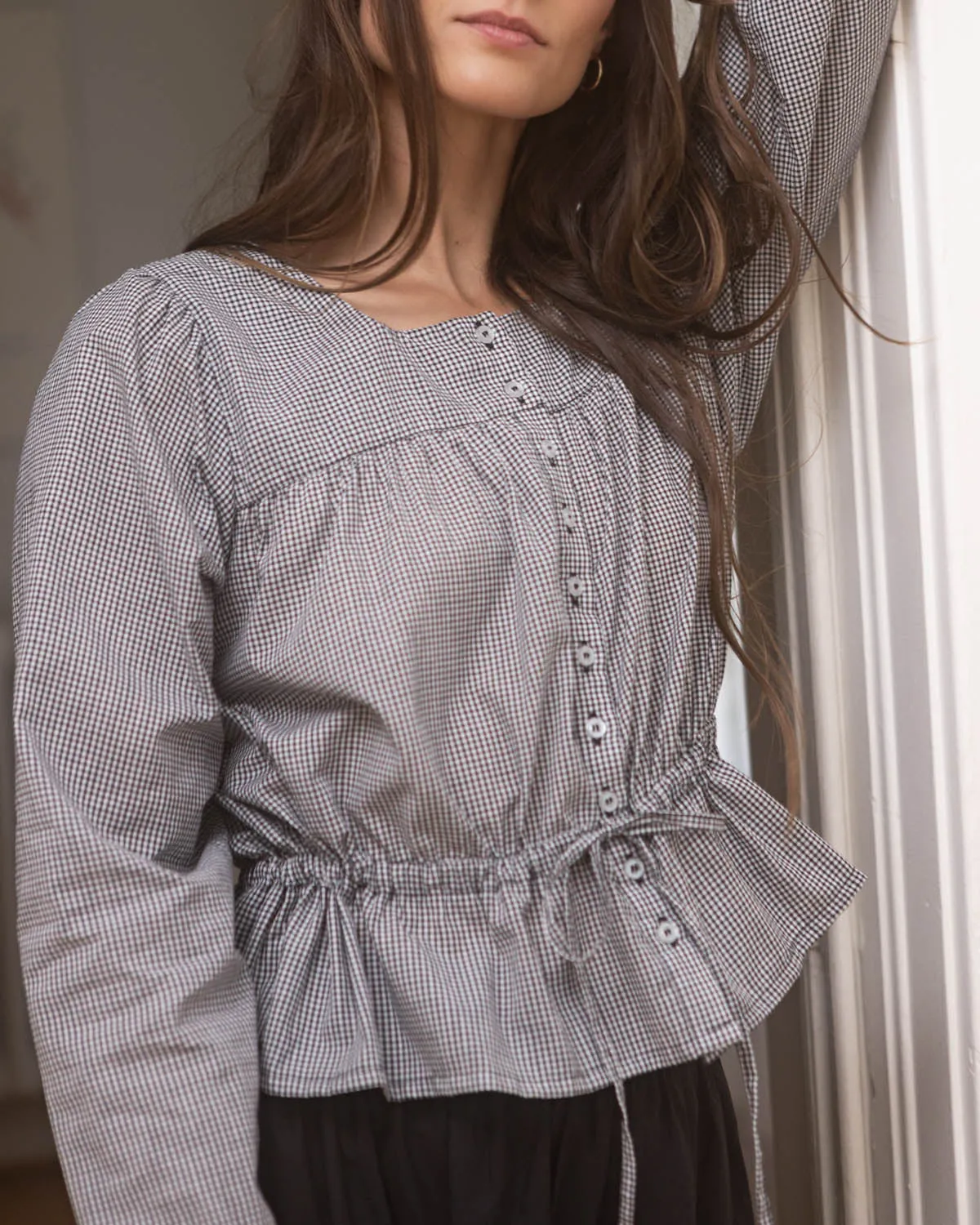 Last Chance | Belmond Blouse | B&W Gingham | L sold by Harly Jae product image thumbnail 3