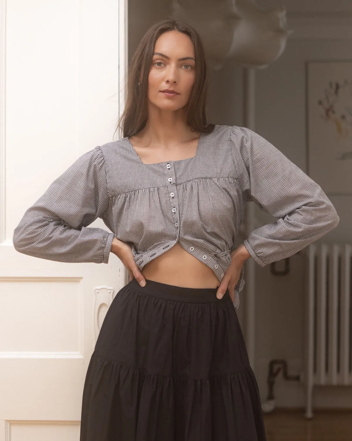 Last Chance | Belmond Blouse | B&W Gingham | L sold by Harly Jae product image thumbnail 5