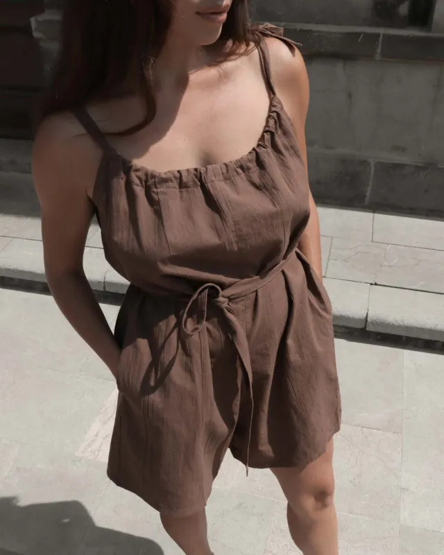 Sample | Breeze Romper | Mocha | XS sold by Harly Jae