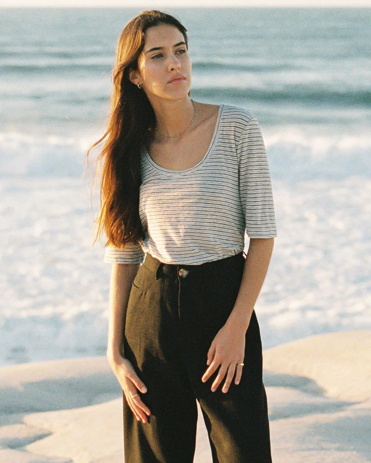 Imperfect | hj tee | Charcoal Stripe | M sold by Harly Jae