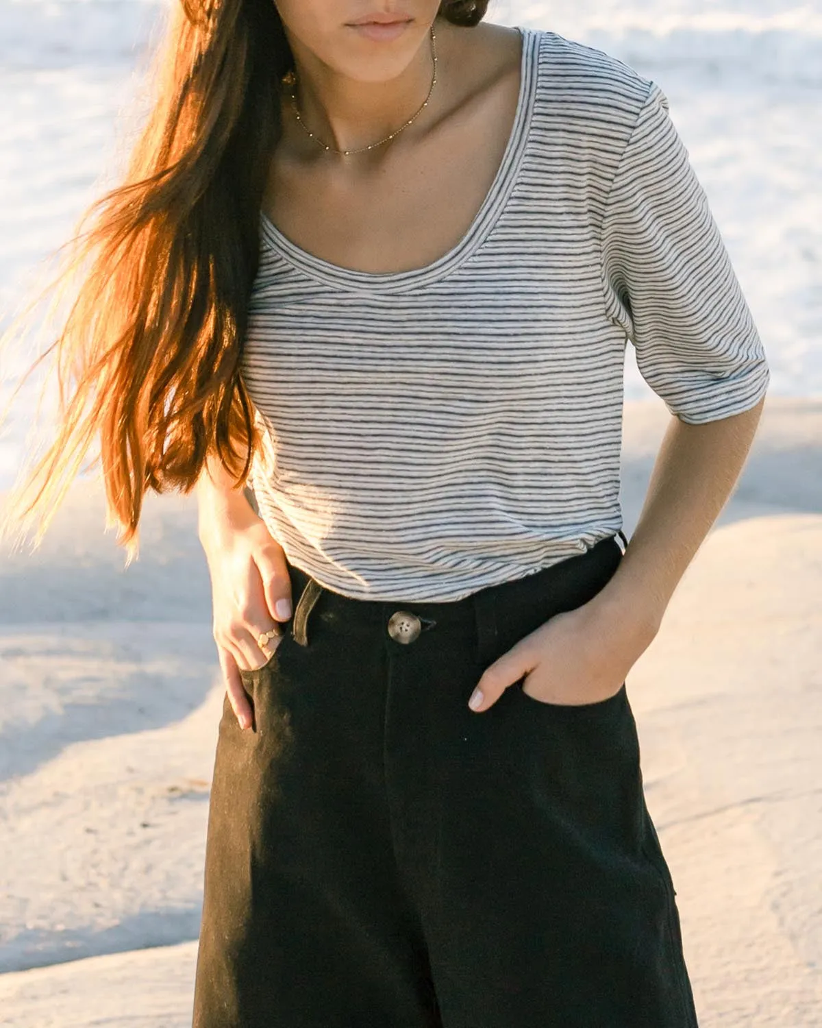 Imperfect | hj tee | Charcoal Stripe | M sold by Harly Jae product image thumbnail 2