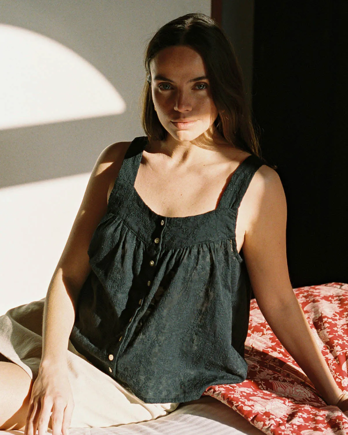 Imperfect | Nightie Tank | Noir Embroidery | S/M sold by Harly Jae