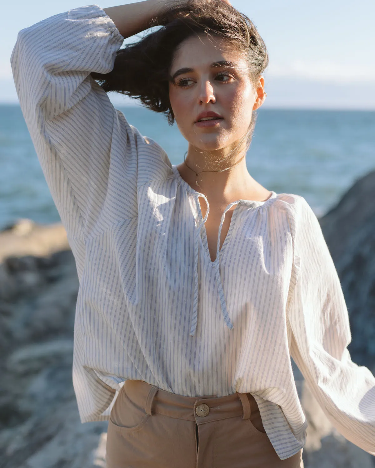 Last Chance | Blossom Blouse | Misty Stripe | 2X/3X sold by Harly Jae product image thumbnail 3