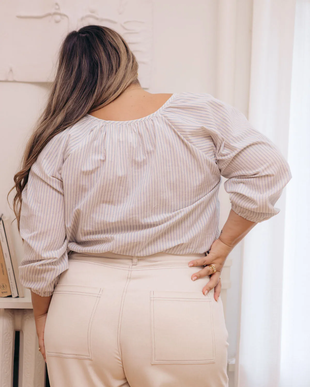 Last Chance | Blossom Blouse | Misty Stripe | 2X/3X sold by Harly Jae product image thumbnail 2