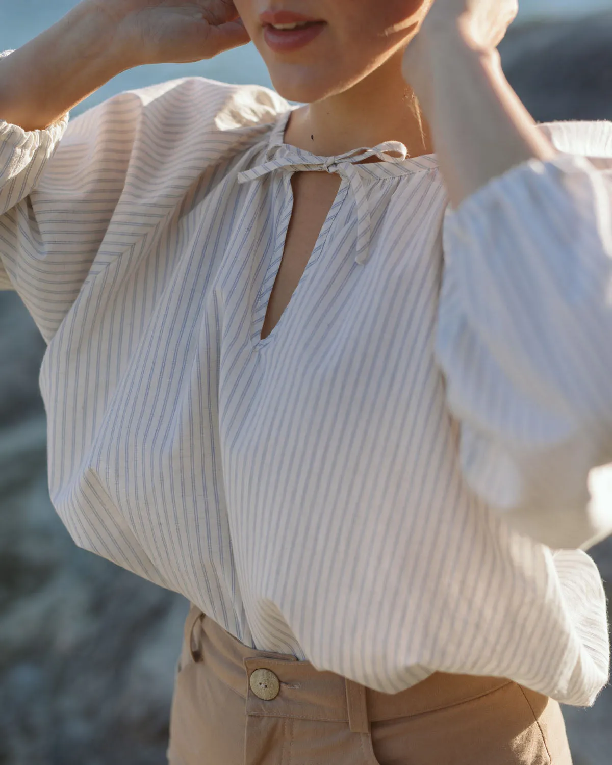 Last Chance | Blossom Blouse | Misty Stripe | 2X/3X sold by Harly Jae product image thumbnail 4