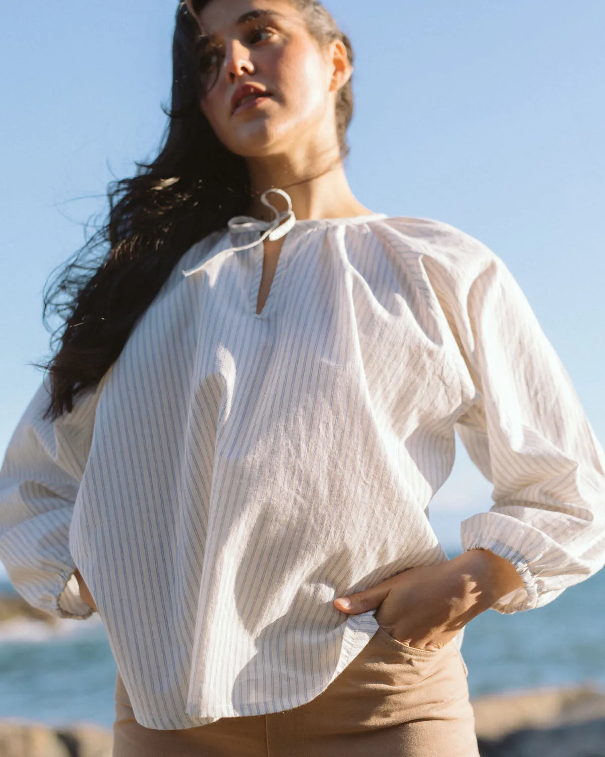 Last Chance | Blossom Blouse | Misty Stripe | 2X/3X sold by Harly Jae product image thumbnail 5