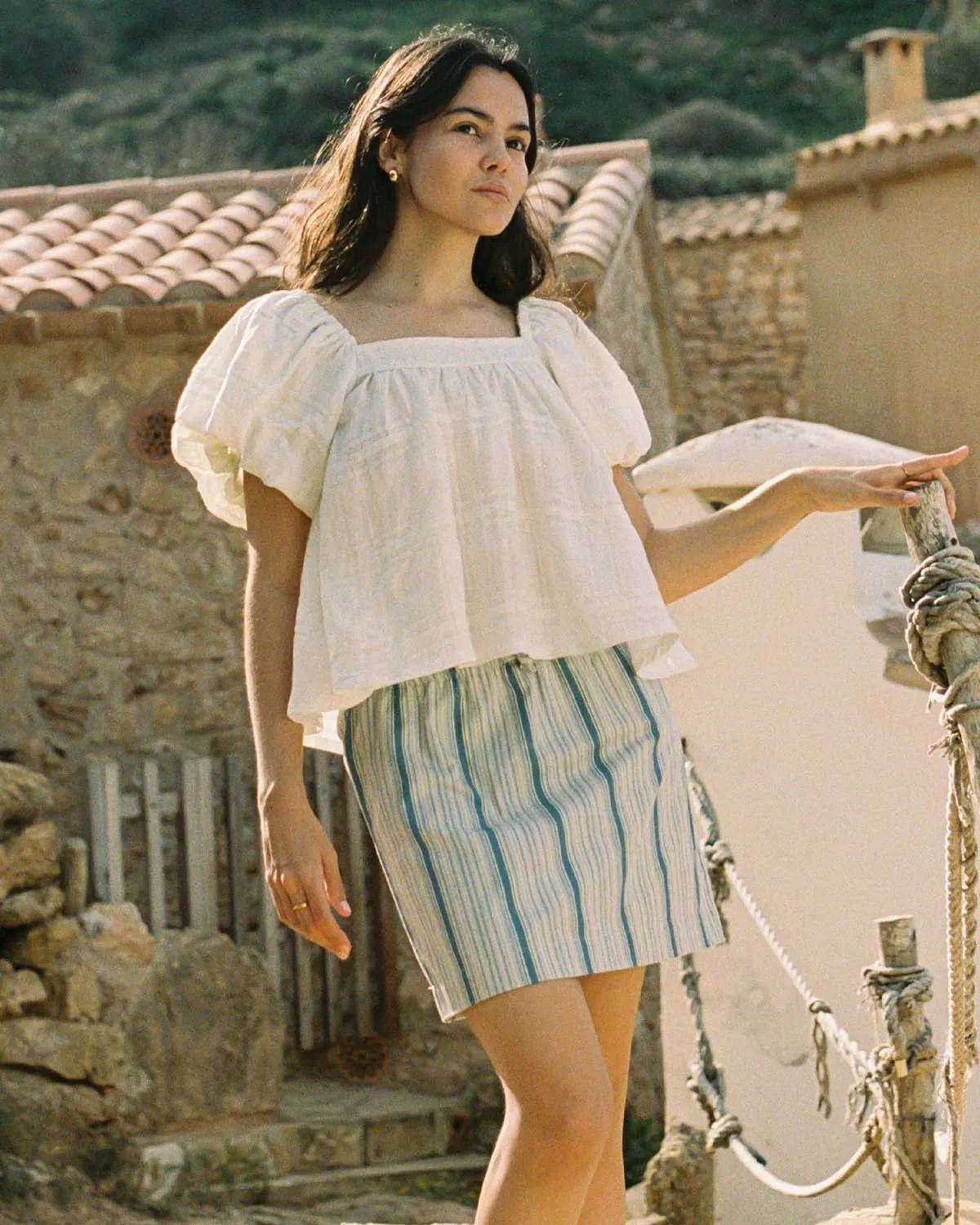 Imperfect | Girlie Mini | Beige/Blue Stripe | S sold by Harly Jae product image thumbnail 2