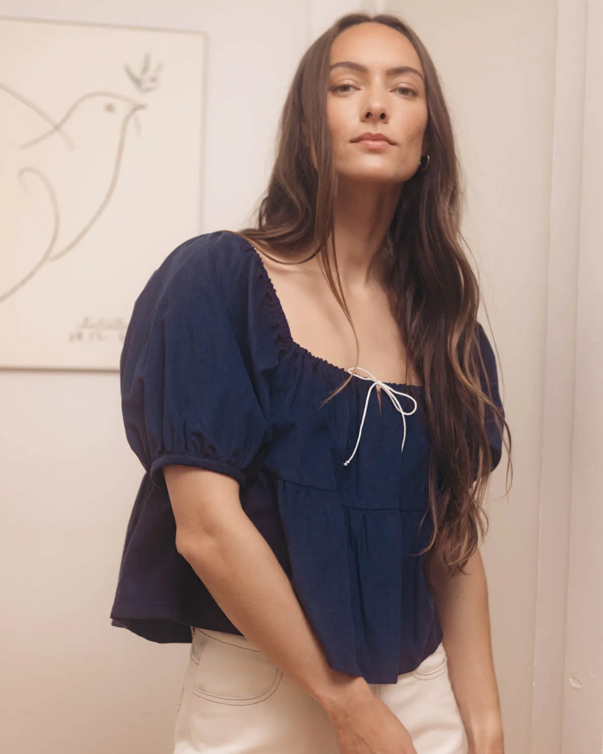 Last Chance | Prairie Blouse | Navy Micro Corduroy | 2X/3X sold by Harly Jae product image thumbnail 2