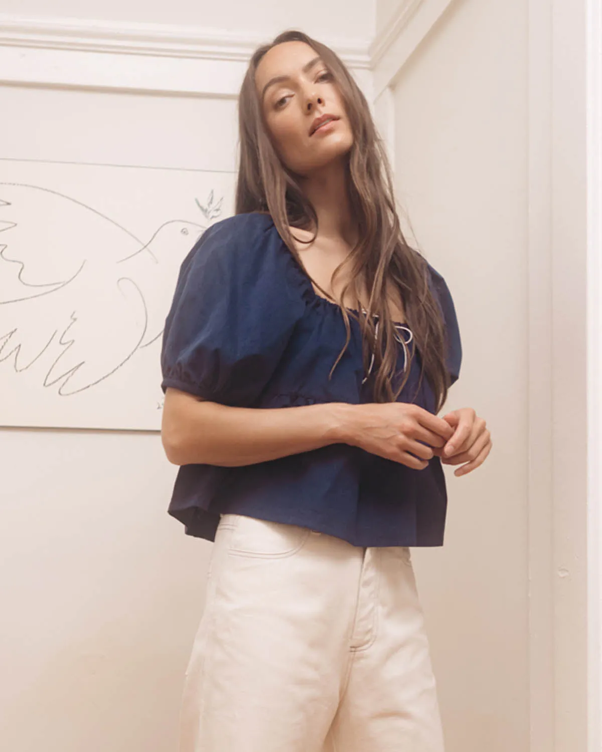 Last Chance | Prairie Blouse | Navy Micro Corduroy | 2X/3X sold by Harly Jae product image thumbnail 4