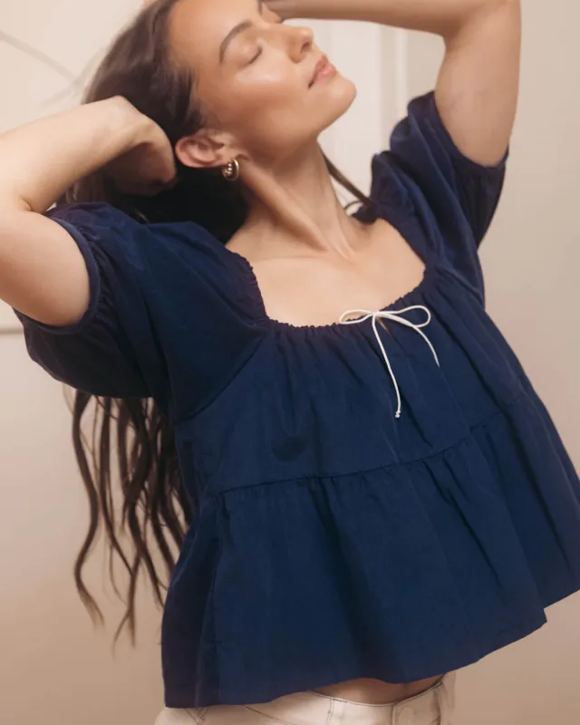 Last Chance | Prairie Blouse | Navy Micro Corduroy | 2X/3X made by Harly Jae