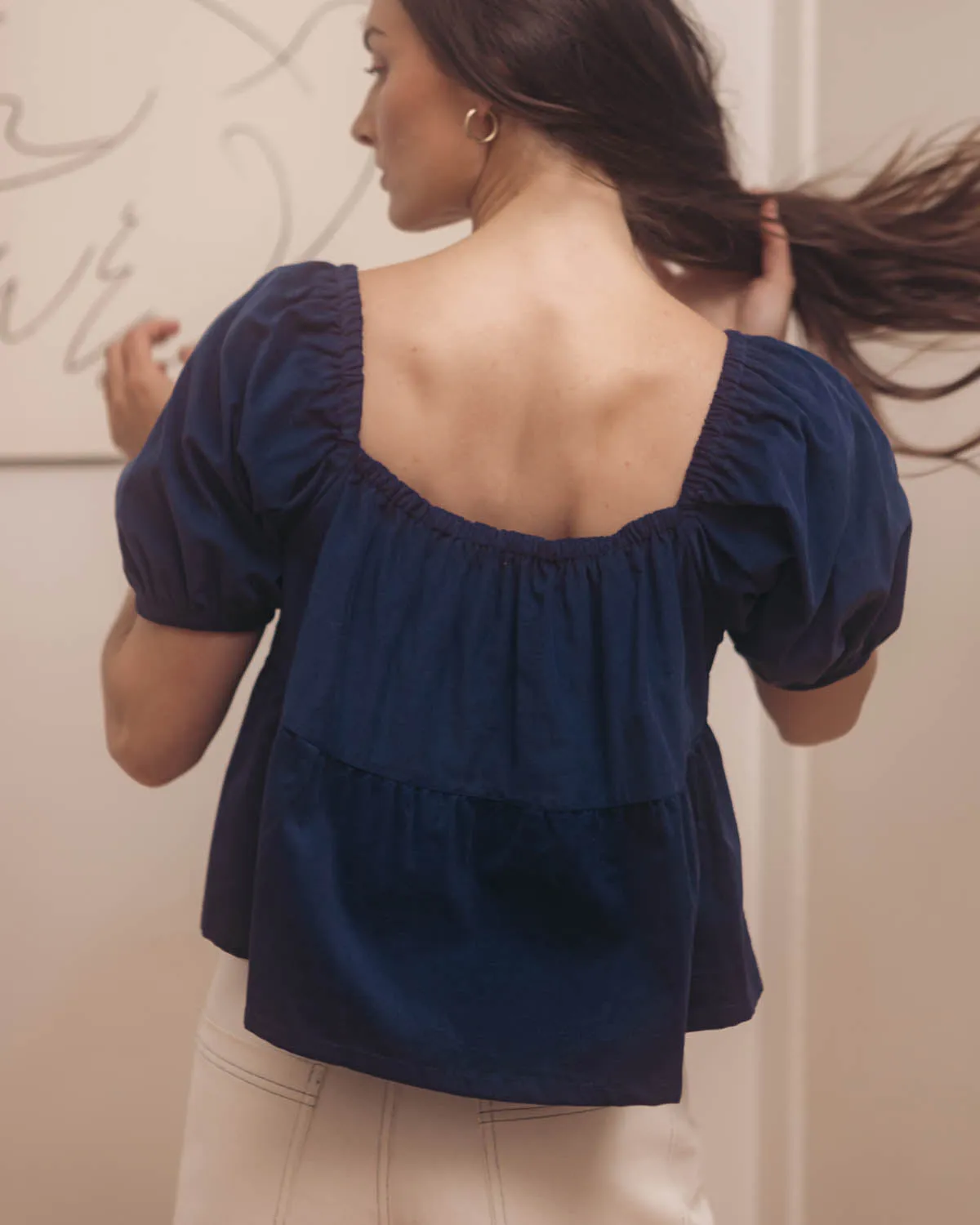 Last Chance | Prairie Blouse | Navy Micro Corduroy | 2X/3X sold by Harly Jae product image thumbnail 3