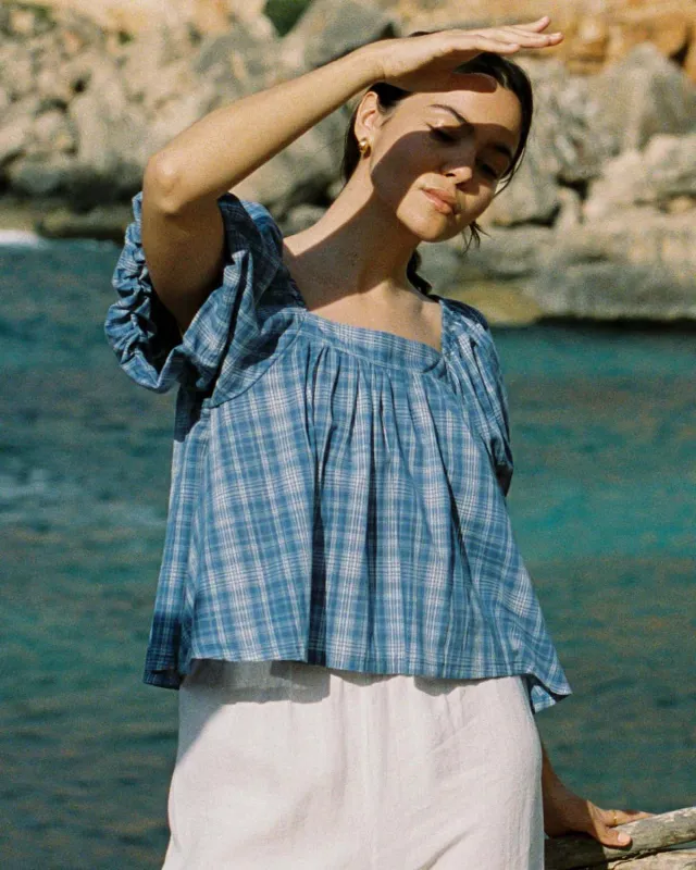 Last Chance | Nuage Blouse | Seaside Check | 2X/3X made by Harly Jae