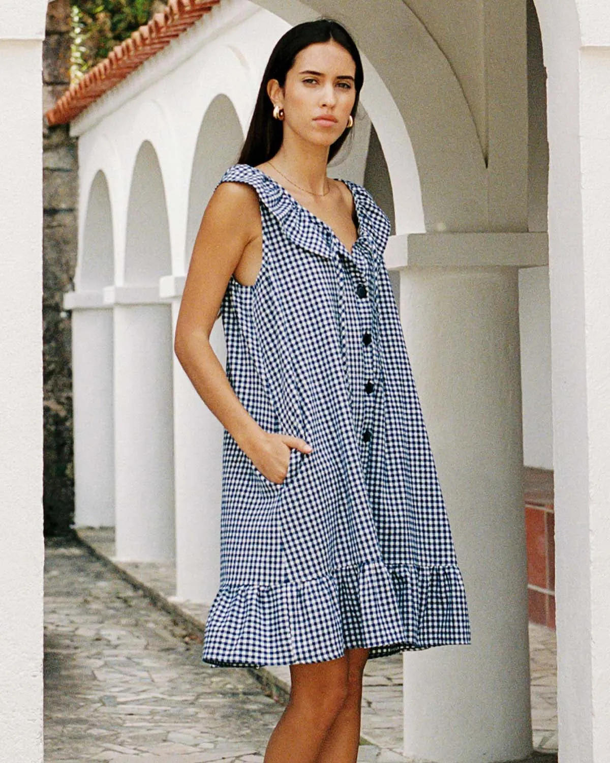 Last Chance | Estelle Dress | Navy Gingham | 2X/3X sold by Harly Jae product image thumbnail 2