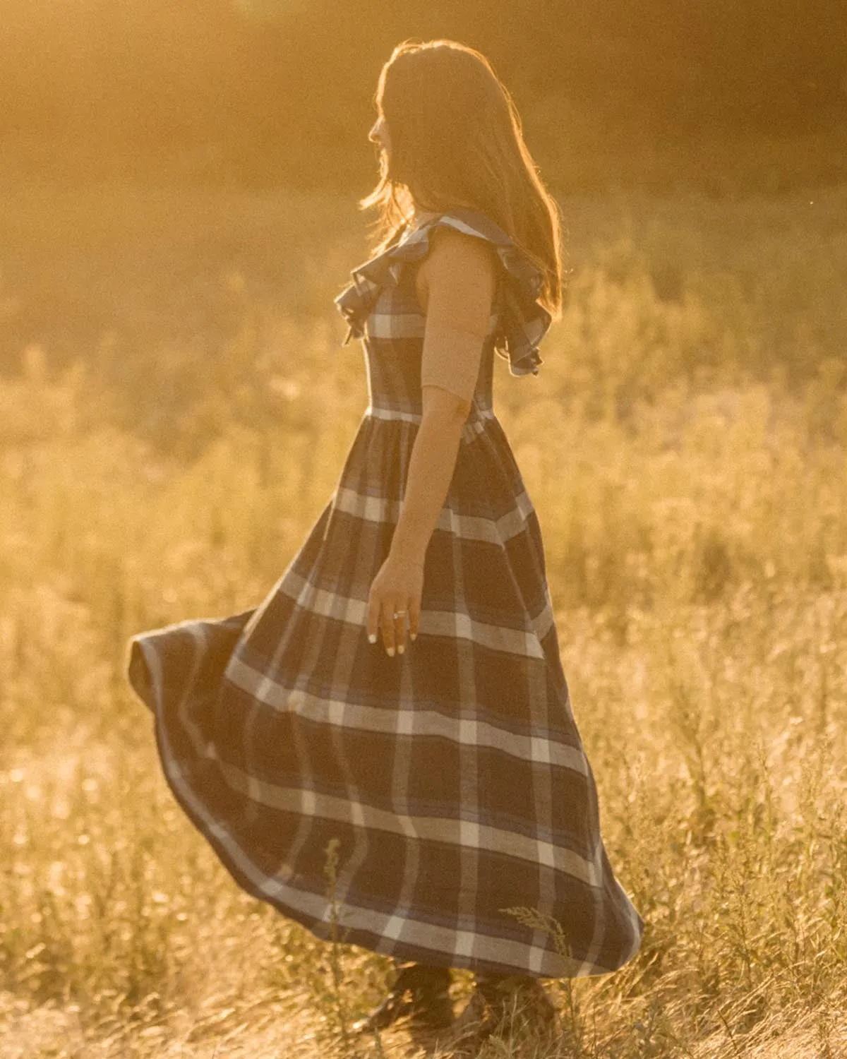 Sample | Céleste Dress | Blue Plaid | 1X sold by Harly Jae