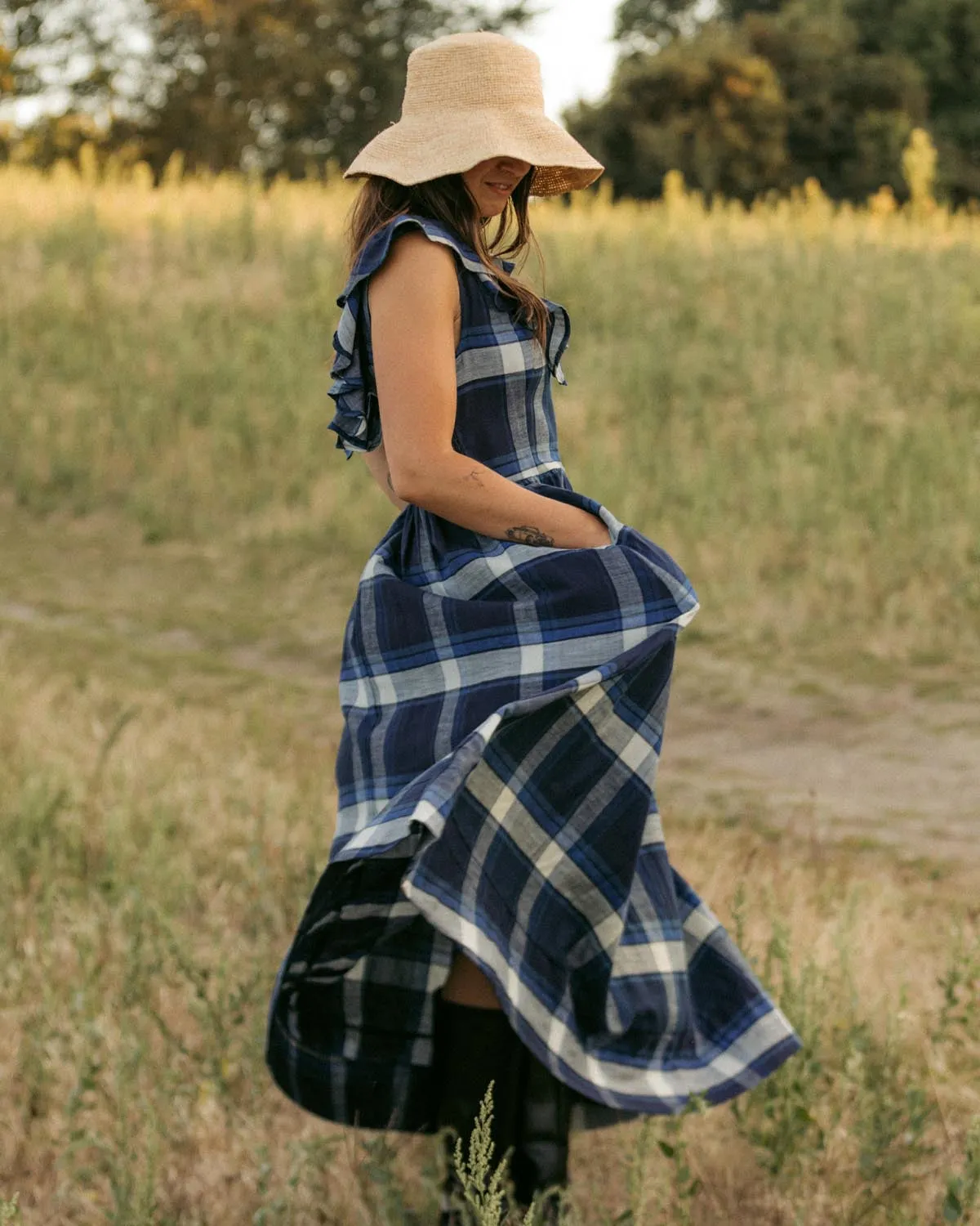 Sample | Céleste Dress | Blue Plaid | 1X sold by Harly Jae product image thumbnail 2