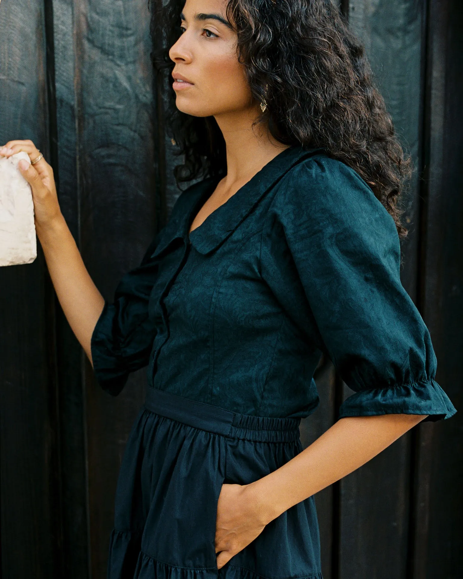 Ines Blouse | Noir Jacquard sold by Harly Jae product image thumbnail 3
