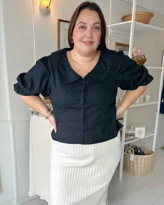 Last Chance | Ines Blouse | Noir Jacquard | 1X made by Harly Jae