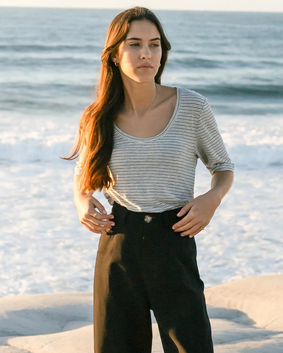 Last Chance | hj tee | Charcoal Stripe | L sold by Harly Jae product image thumbnail 4