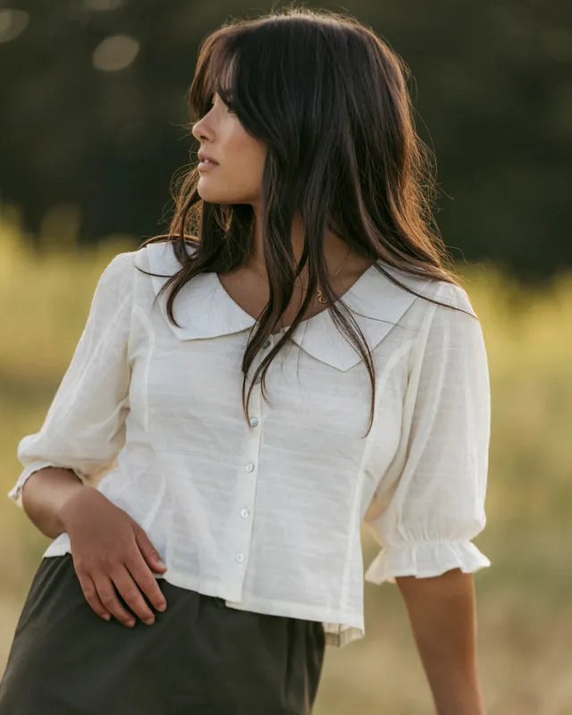 Last Chance | Ines Blouse | Natural Embroidery | L made by Harly Jae