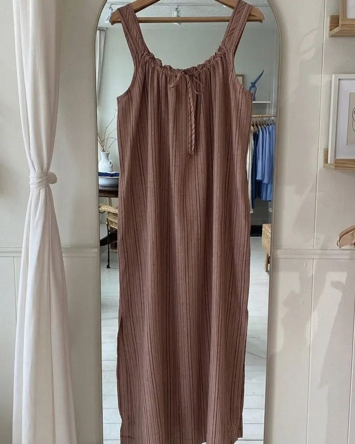 Gigi Dress | Long | Mocha Stripe sold by Harly Jae