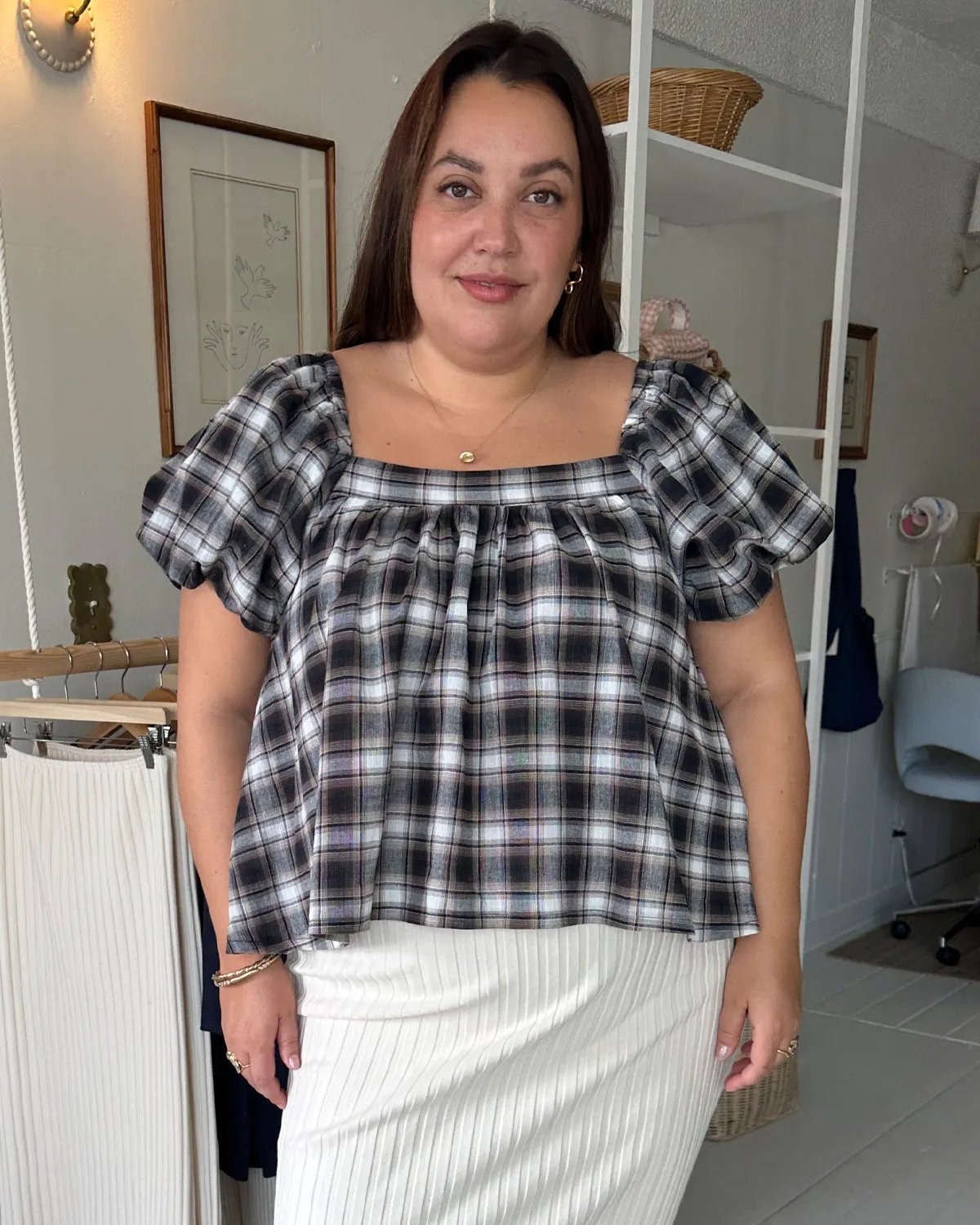 Sample | Nuage Blouse | Tavern Plaid | 2X/3X sold by Harly Jae