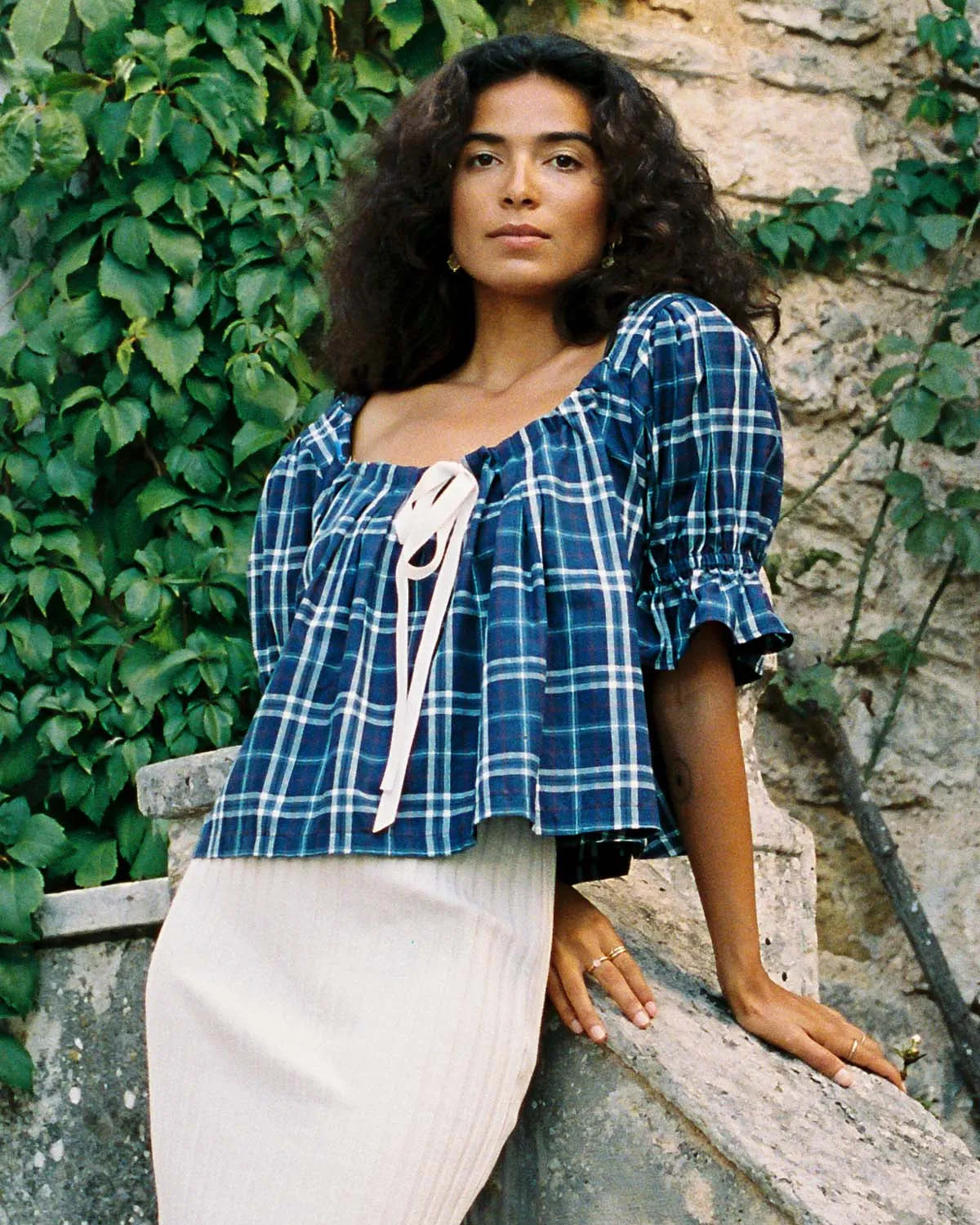 Last Chance | Juliette Blouse | Mariner Plaid | XXL/1X sold by Harly Jae product image thumbnail 2