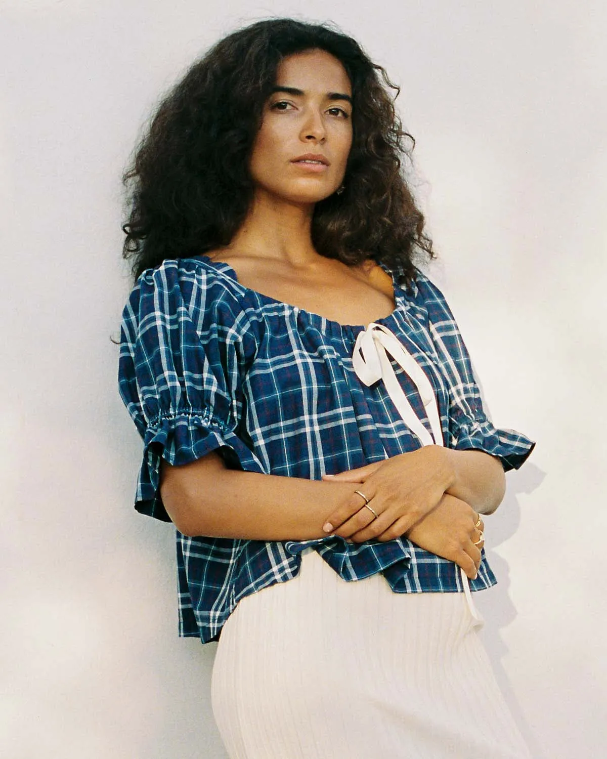 Last Chance | Juliette Blouse | Mariner Plaid | XXL/1X sold by Harly Jae