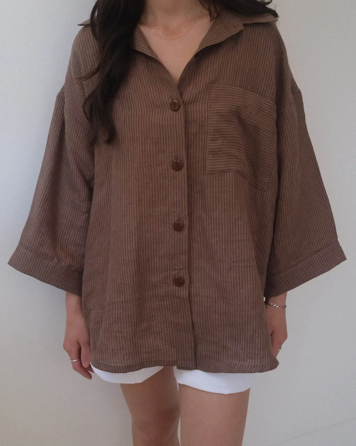 Haven Blouse | Mocha Stripe sold by Harly Jae product image thumbnail 2