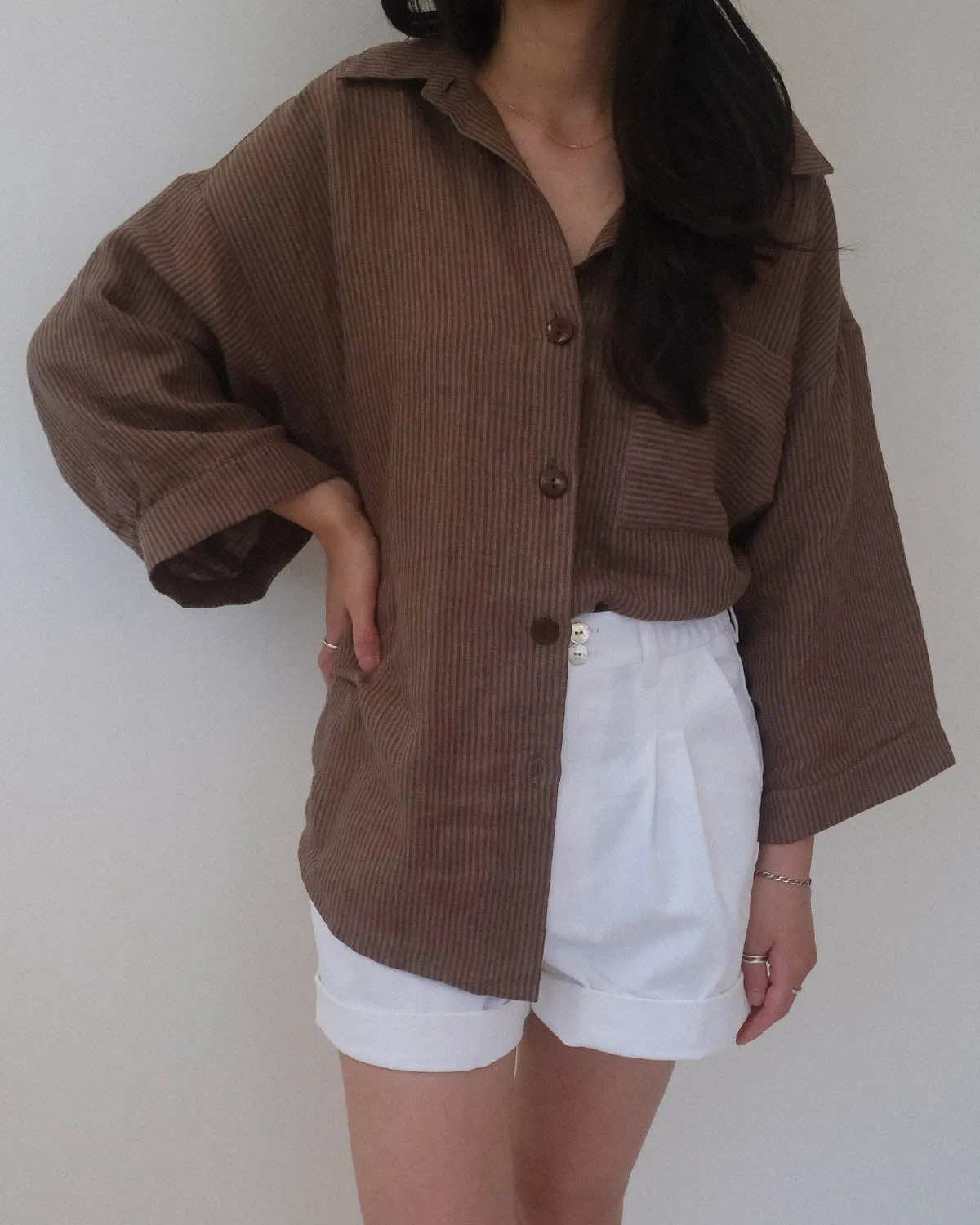Haven Blouse | Mocha Stripe sold by Harly Jae product image thumbnail 3