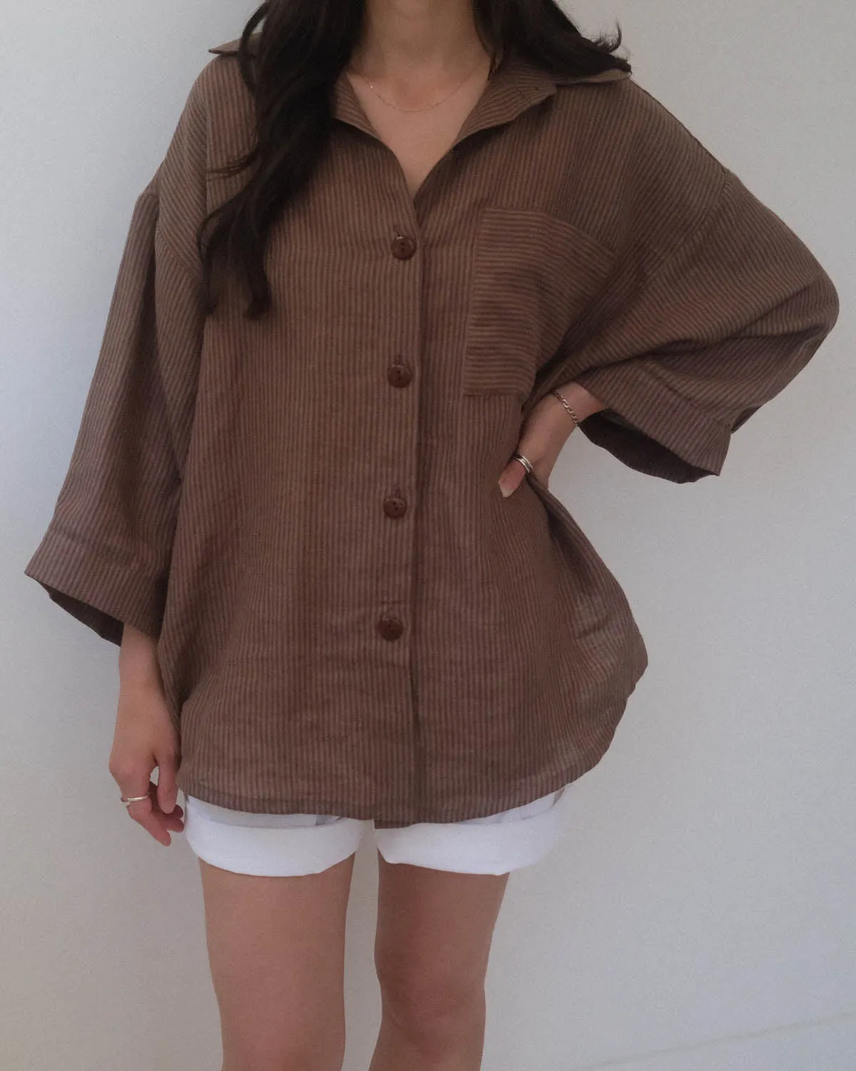 Haven Blouse | Mocha Stripe sold by Harly Jae product image thumbnail 4