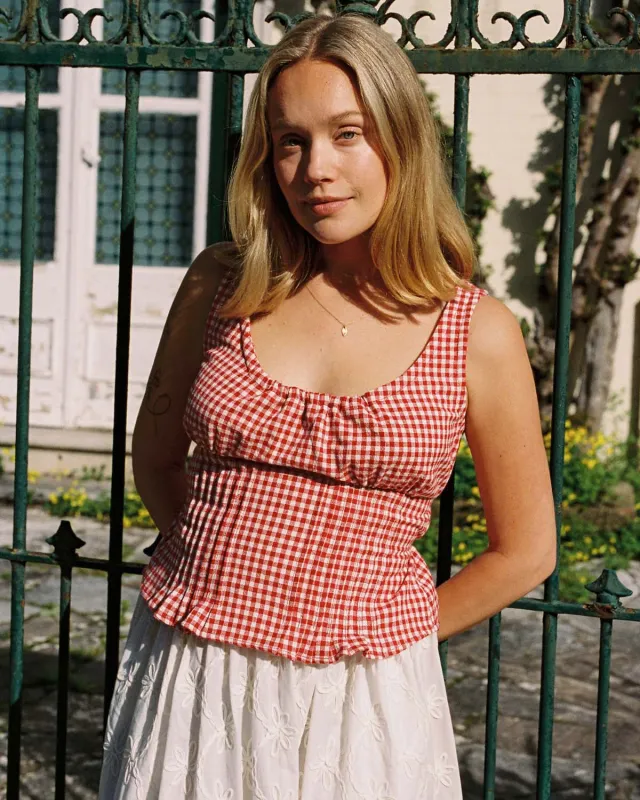 Photo Sample | Rêverie Blouse | Red Gingham | 1X made by Harly Jae