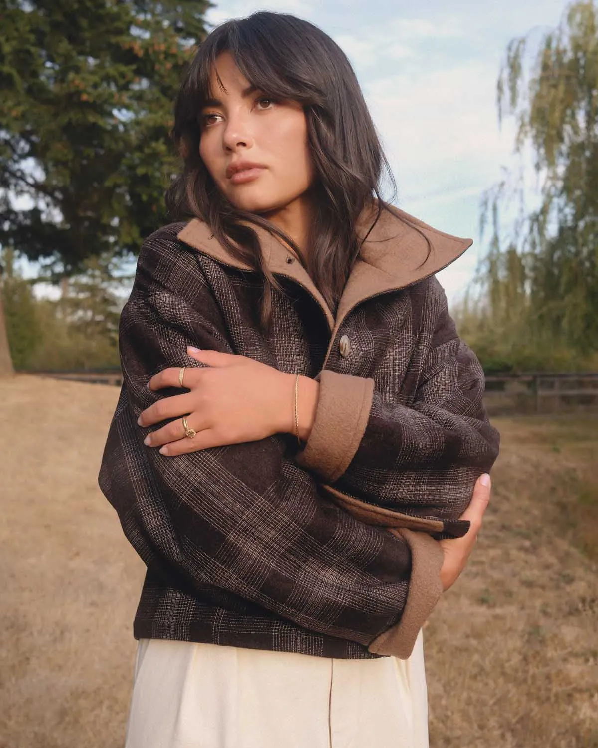 Bastien Coat | Truffle Plaid sold by Harly Jae